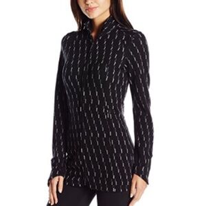 Ibex Juliet Merino Wool Full-Zip Tunic Gray Geometric Print Mid Layer-Medium